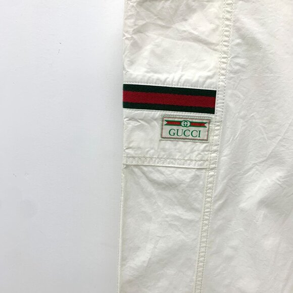 Gucci White Cotton Drawstring Casual Trousers W/ Striped Webbing Details Size M/ - Picture 6 of 8
